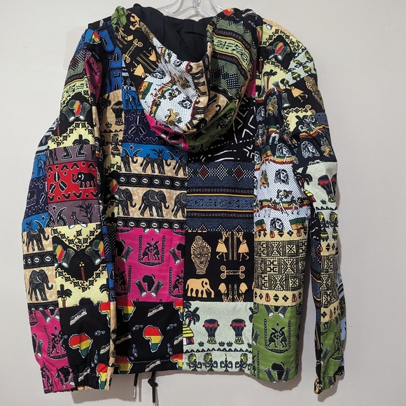 Advisry Motherland Patchwork Anorak Pullover Hoodie Hoodie Jacket Size M Retro - Picture 11 of 15